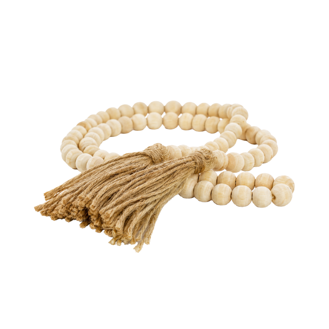 Natural Birch Bead Tassel - Petit