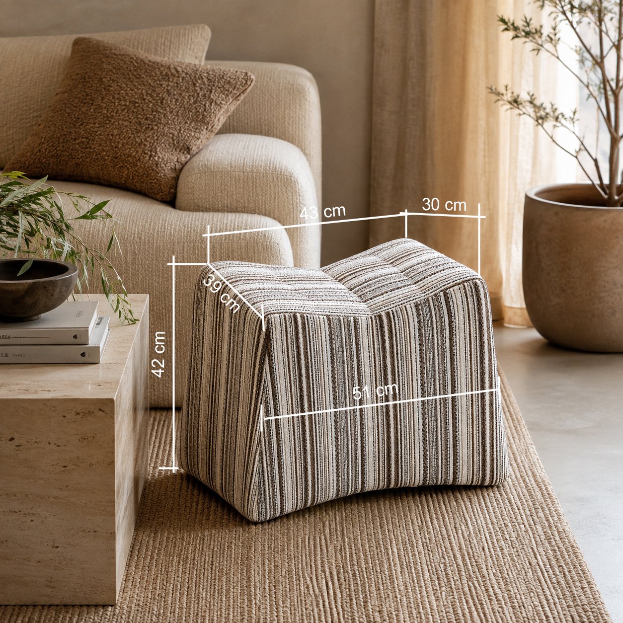 COVE OTTOMAN - BROWN additional view 1