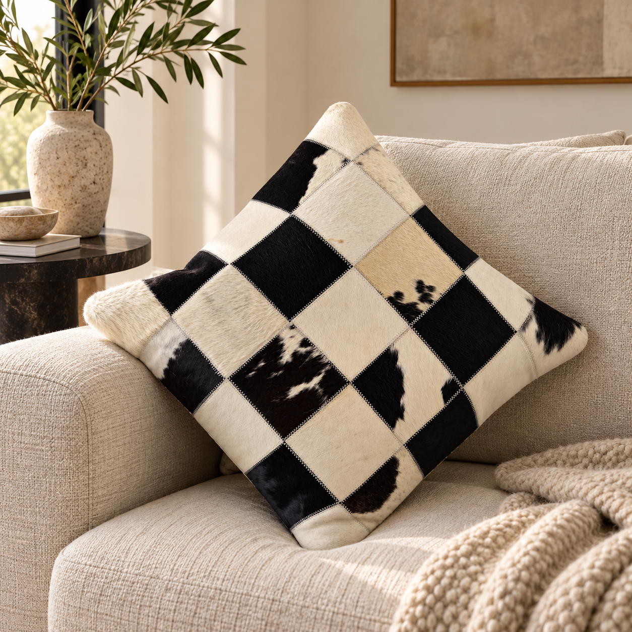 MARQUETRY HIDE THROW PILLOW - 2 hover preview