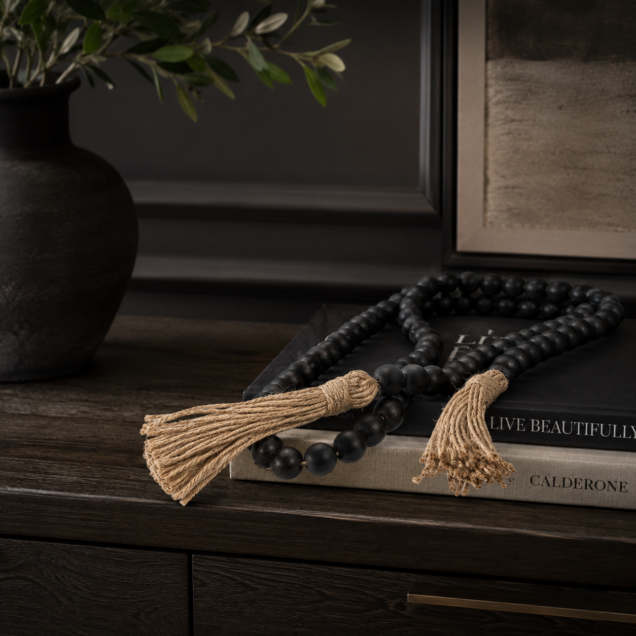 Midnight Black Bead Tassel hover preview