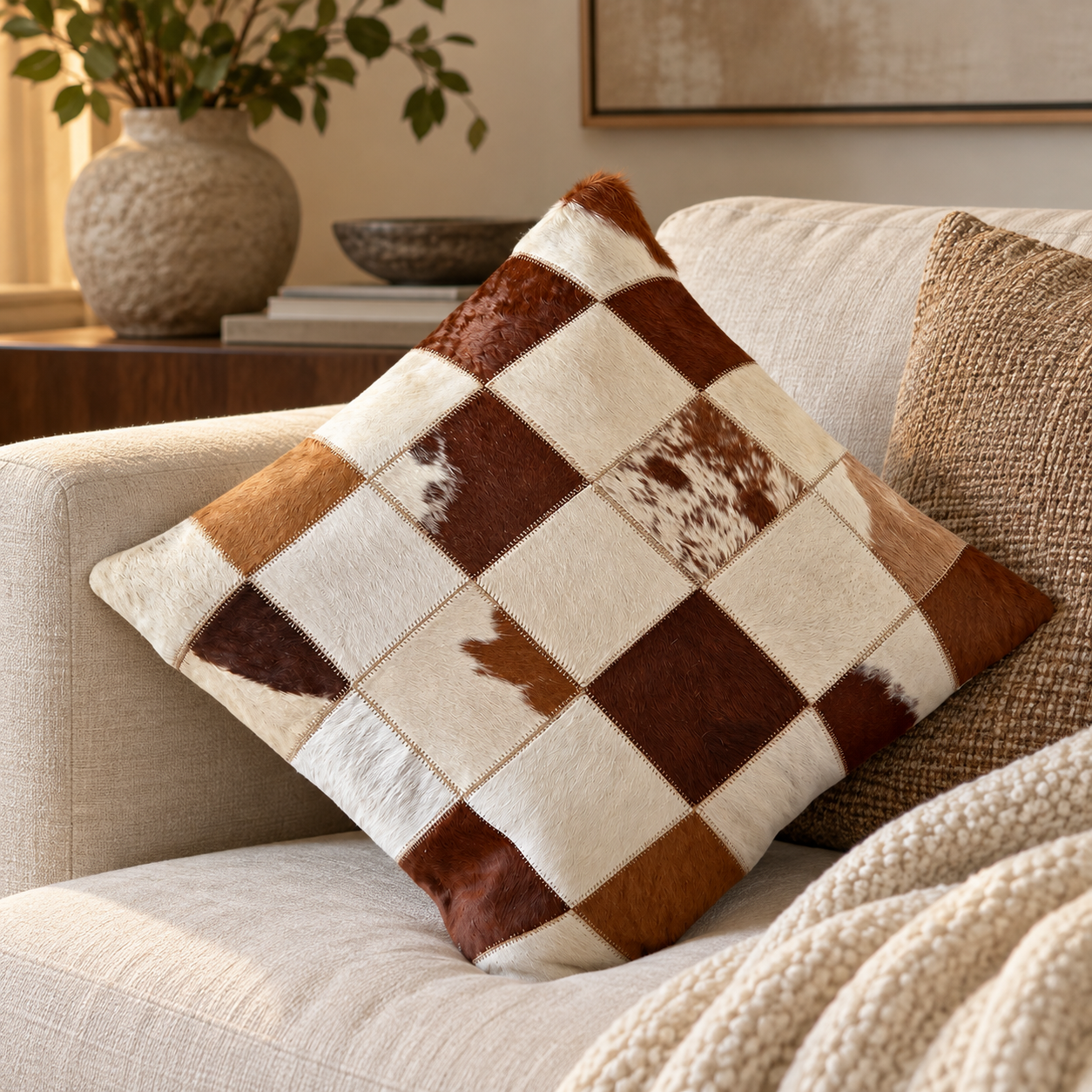 MARQUETRY HIDE THROW PILLOW - 1 hover preview