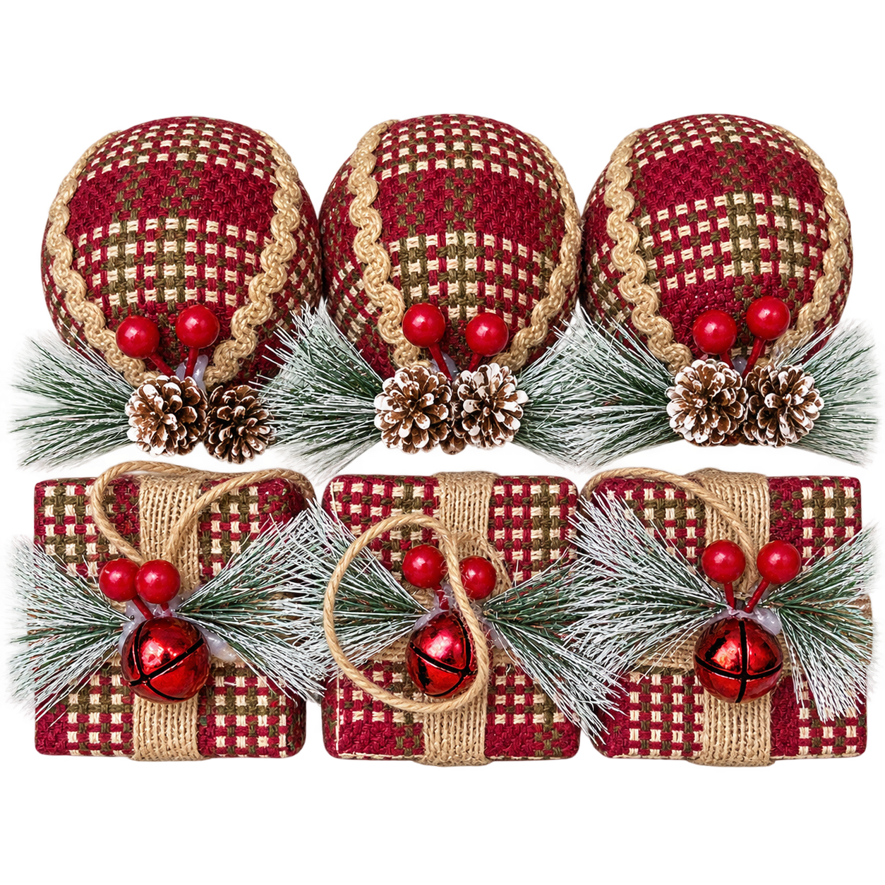 6 PIECE CRIMSON ORNAMENT SET